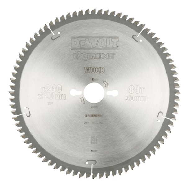 LAME DE SCIE CIRCULAIRE STATIONNAIRE EXTRÊME WORKSHOP 250X30MM - DEWALT - 80 DENTS