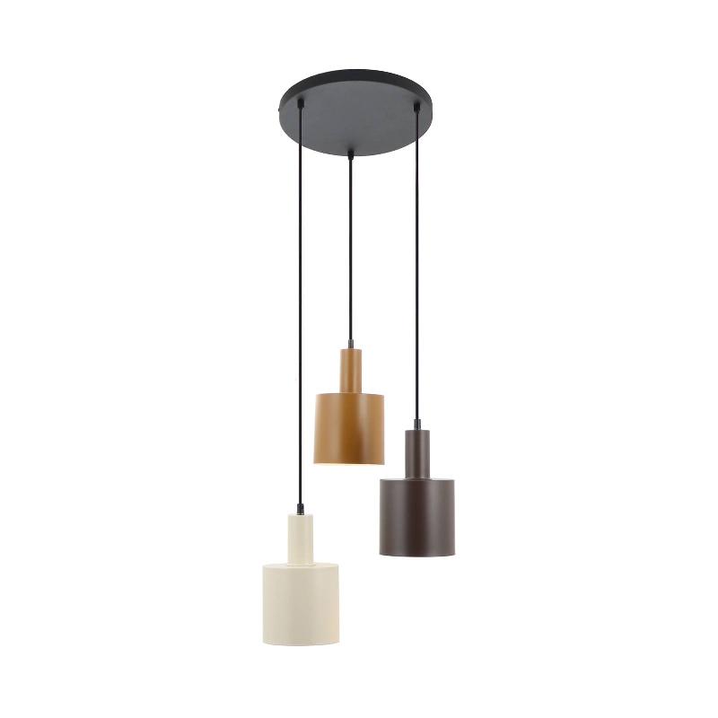 LINDBY SUSPENSION OVELIA, MARRON/CAFÉ/BEIGE, 3 LAMPES, E27