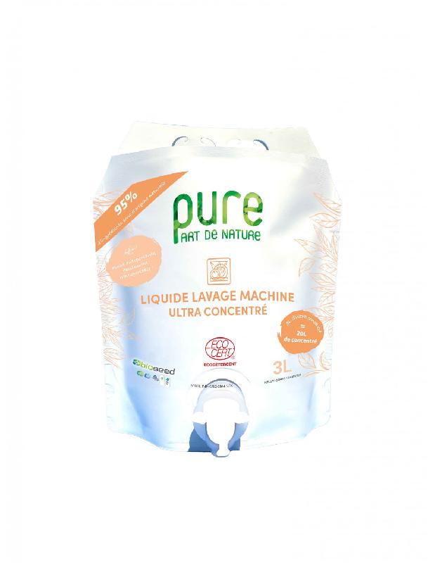 LIQUIDE LAVAGE MACHINE ULTRA CONCENTRE NON PARFUME - ECOCERT -  OBIOBAG 3L  MARQUE PURE PART DE NATURE_0