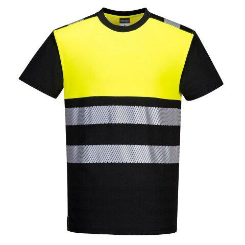 LOT DE 2 - PORTWEST PW311 T-SHIRT PW3 HAUTE VISIBILITÉ CLASSE 1 NOIR/JAUNE - TAILLE S