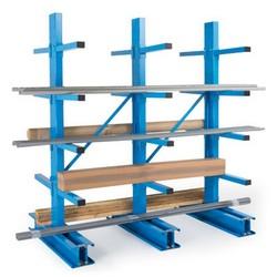 Lot de rayonnage cantilever semi-lourd double face - 5 mètres - 4 niveaux - Charge 500 kg par bras_0