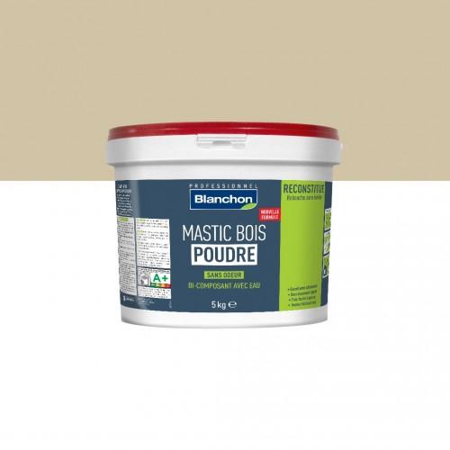 MASTIC BOIS POUDRE - BI-COMPOSANT AVEC EAU - SANS ODEUR - BOIS BLANC - 5KG BLANCHON
