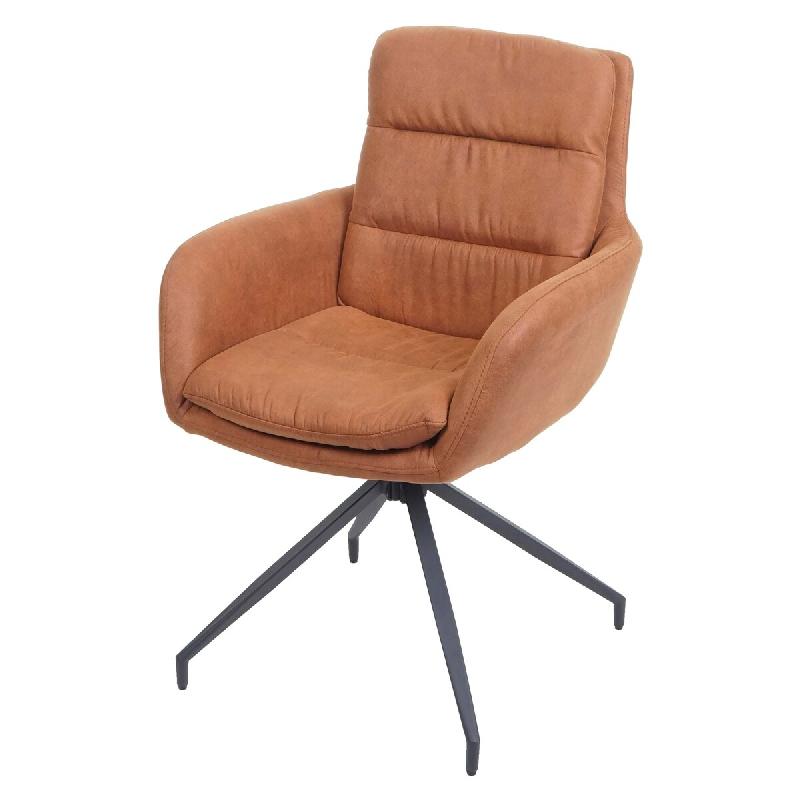 Mendler Chaise de salle à manger HWC-K32, chaise de cuisine, pivotante Position Auto, tissu MVG ~ aspect daim brun - marron textile 89658_0