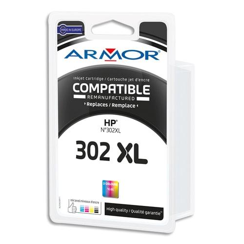 Armor - Cartouche compatible jet d'encre 3 couleurs HP 302XL B20740R1 - Haute capacité - Remanufacturée OWA_0