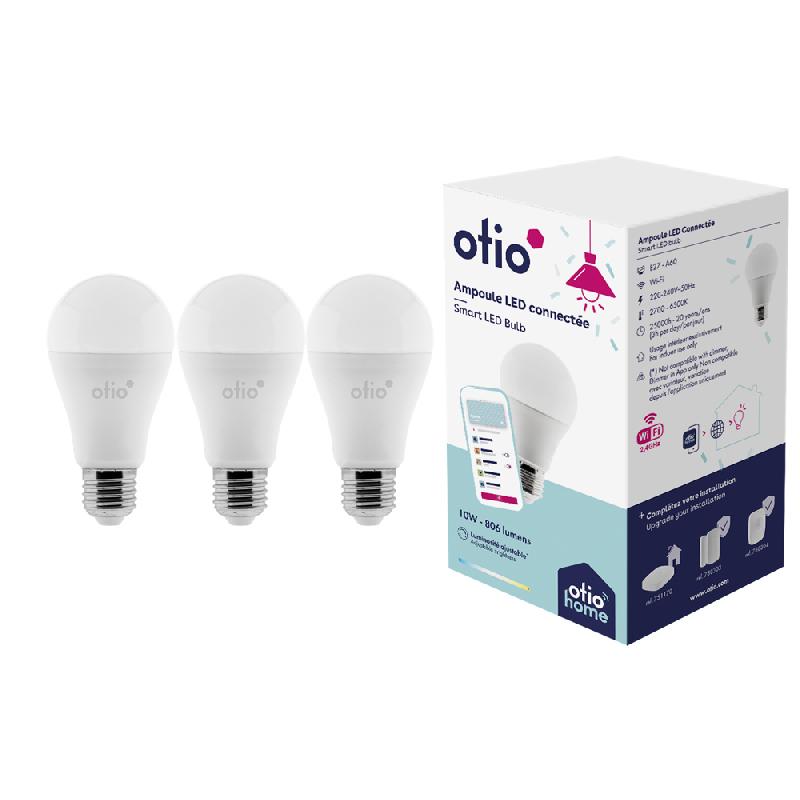 Pack de 3 ampoules connectées WIFI LED E27 10W - OtioHome - Éclairage RVB et contrôle à distance_0