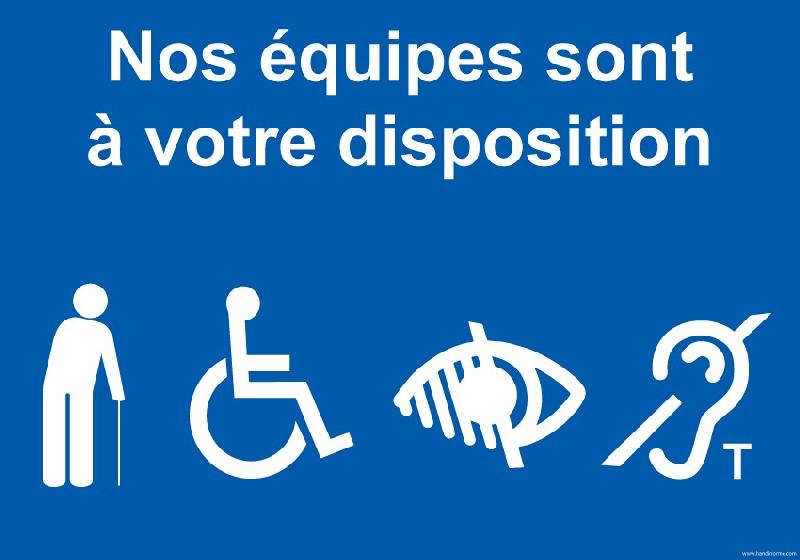 LOT DE 4 - PANNEAU NOS ÉQUIPES SONT À VOTRE DISPOSITION - 150 X 210 - VINYLE SOUPLE AUTOCOLLANT