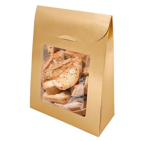 PETIT SAC AVEC FENÊTRE 17+7X23.5 CM CARTON OR (VENDU PAR 200)