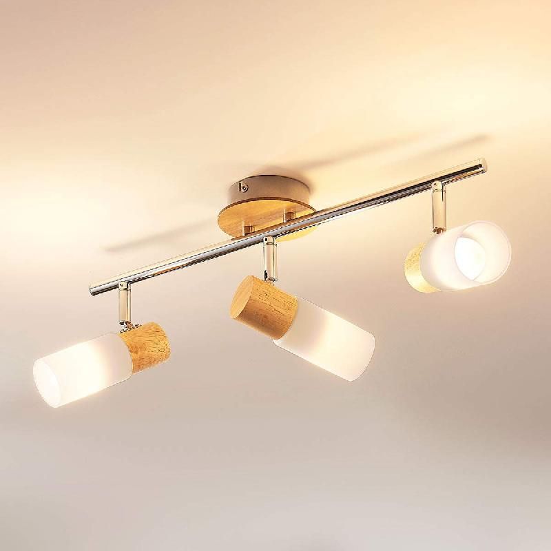 LINDBY SPOT EN BOIS LED CHRISTOPH, À 3 LAMPES, LONG