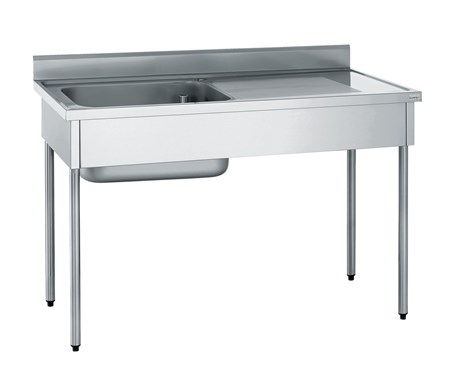 PLONGE INOX 1 BAC ÉGOUTTOIR À DROITE SANS ROBINETTERIE LONGUEUR 600 MM