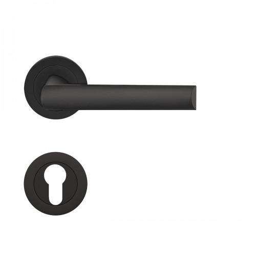 POIGNÉES DE PORTE SUR ROSACES RONDES ER 55 PARIS - NOIR MAT - CLÉ I KARCHER DESIGN