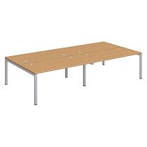 PÔLE 4 BUREAUX L 320 CM PLATEAUX HÊTRE, PIÈTEMENT MÉTAL - TEAM LINE ALUMINIUM