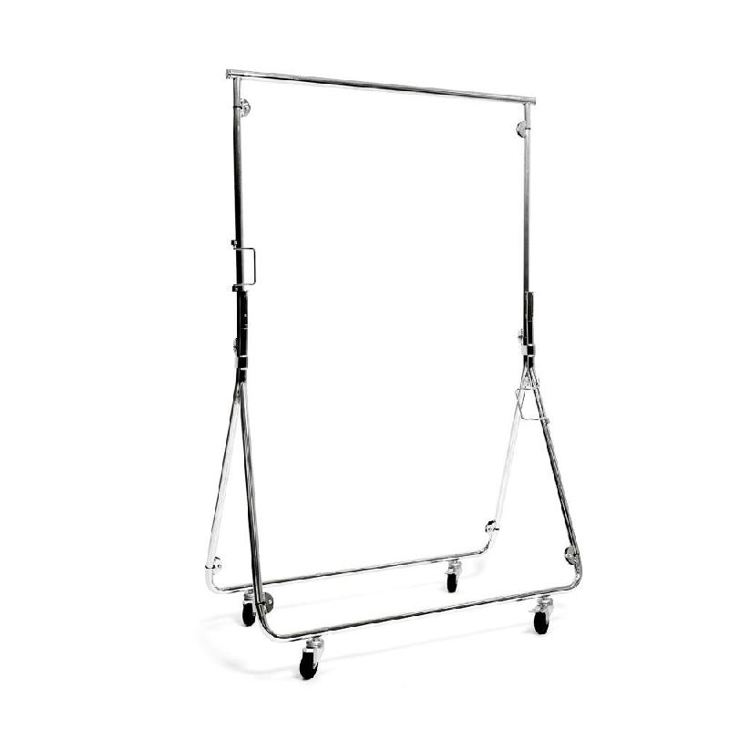 Portant pliable chromé 100x150 cm - Hauteur fixe - Roulettes Ø 60mm avec frein_0
