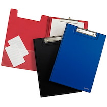 PORTE-BLOC À PINCE AVEC RABAT, A4, COUVERTURE PP,ROUGE - LOT DE 2