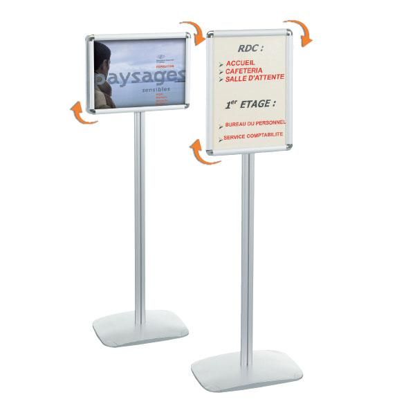 Porte-messages A3 simple-face, portrait ou paysage pied 158 cm - Cadro-Clic® réf.214060_0
