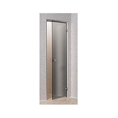 Porte pour hammam transparente 70 x 190 cm - cadre en aluminium, verre trempé 8 mm, poignée inox_0
