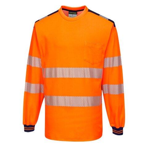PORTWEST T185 PW3 T-SHIRT HAUTE VISIBILITÉ ML ORANGE/MARINE - TAILLE M