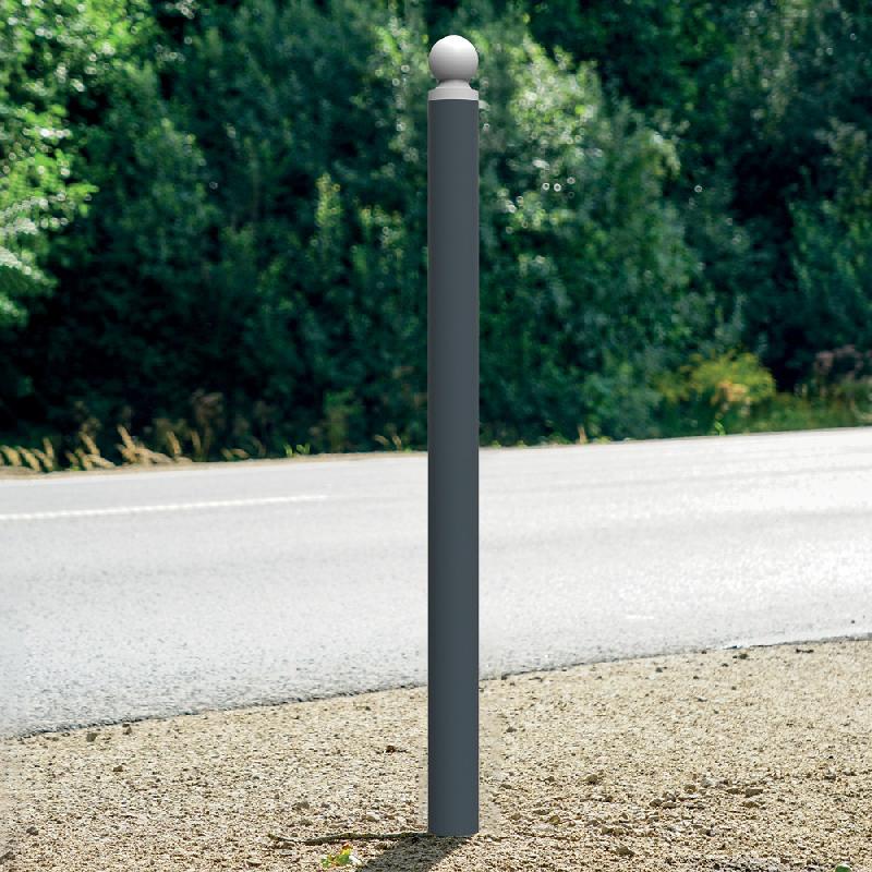 Potelet à sceller opus tete boule  h.V. .ø 76-h1200 h.Sol-anthracite mat 7016 /blanc_0