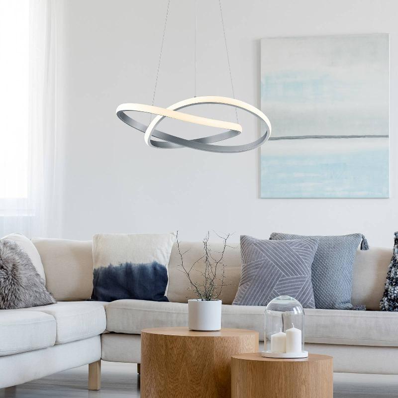REALITY LEUCHTEN SUSPENSION LED COURSE, NICKEL MAT, 3.000 K, Ø 60 CM, MÉTAL