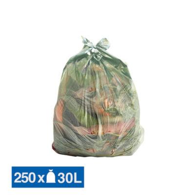 Sacs poubelle pour déchets compostables 30 L verts, lot de 250_0