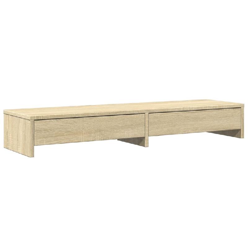 Support de moniteur table meuble bureau avec tiroirs sonoma bois d'ingénierie marron 02_0044944 - marron Bois massif 3000220386691_0