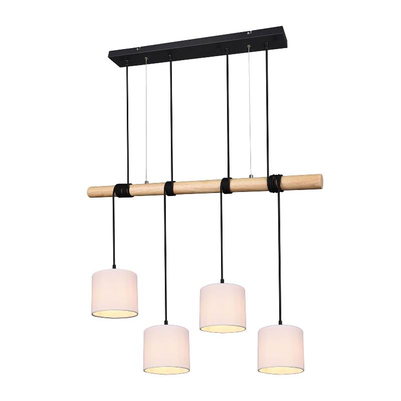 REALITY LEUCHTEN SUSPENSION ODIN AVEC ABAT-JOUR EN TISSU, 4 LAMPES