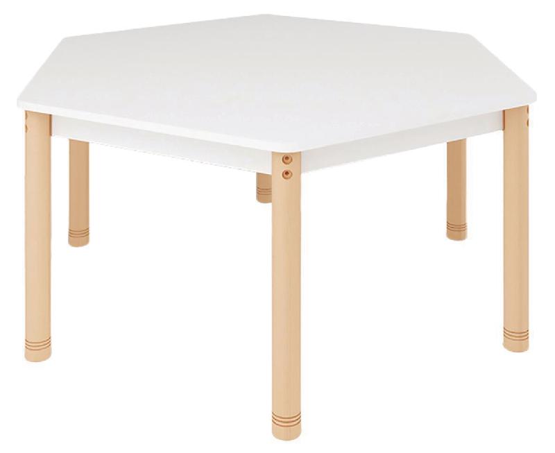 TABLE CLASSIK HEXAGONALE RÉGLABLE T0 À T3 - BLANC/HÊTRE - MANUTAN COLLECTIVITÉS