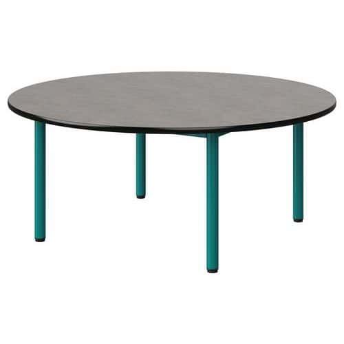 TABLE MALIBU Ø 120 T1 4P STR ANTIB BÉTON F186/NOIR BLEU 5018