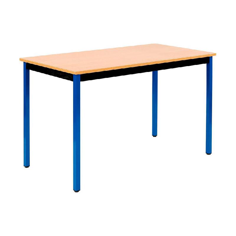 TABLE MODULAIRE DOMINO RECTANGLE - L. 120 X P. 60 CM - PLATEAU HETRE - PIEDS BLEUS