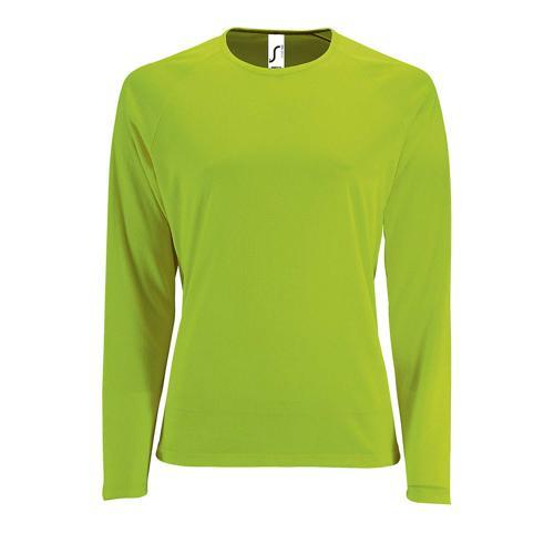TEE-SHIRT PERSONNALISABLE MANCHE LONGUE DESPORT FEMME EN POLYESTER VERTFLUO