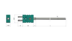 Thermocouple tubulaire - Sortie connecteur TT45 - Types K, N, J, T, E, R, S, B - Températures jusqu'à 650°C - Classes 1 et 2_0