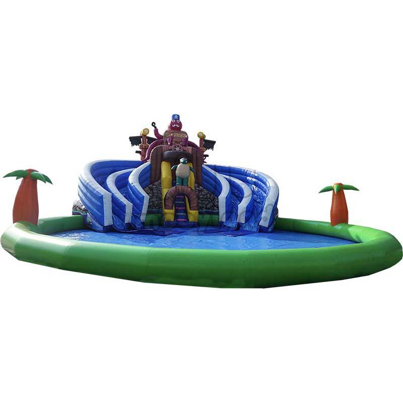 Toboggan aquatique gonflable La Pieuvre Pirate - 4 glissières - Réf. WS01-LI - Norme CE EN 14960_0