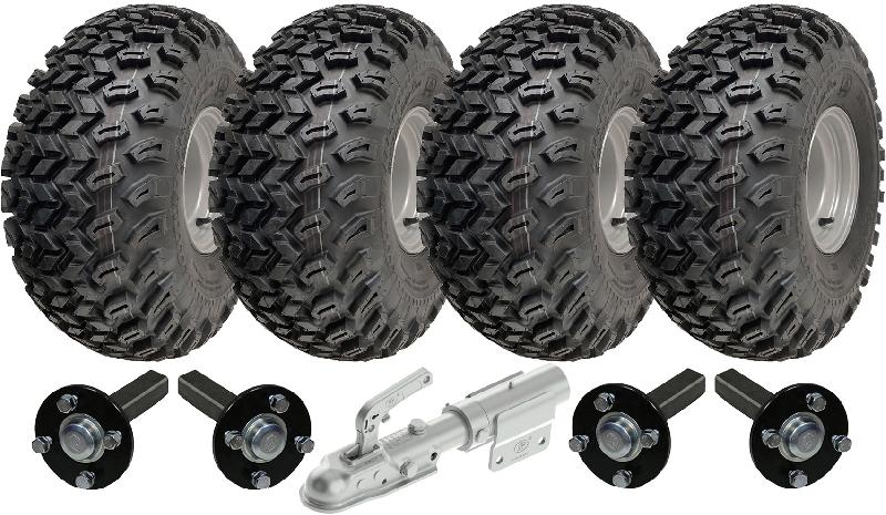 22x11.00-8 Twin Axle Utility ATV Quad Trailer Kit Wheels  Axles  Swivel Hitch_0