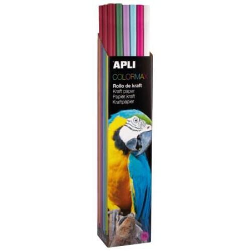 Apli Lot de 30 rouleaux de papier cadeau kraft, 70 g/m², 3m x 1m, coloris assortis (6) - 8410782168867_0