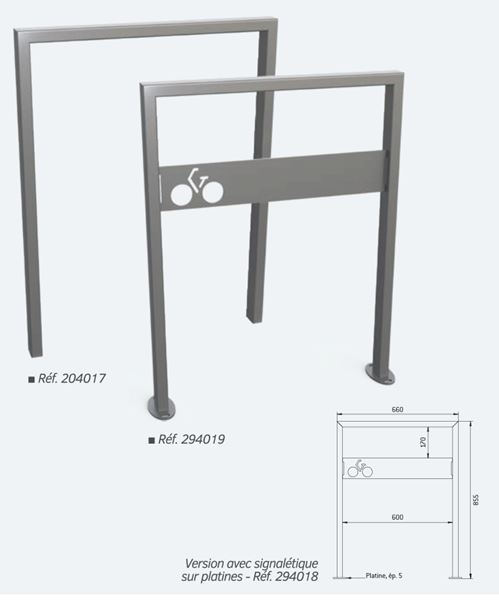 Appui vélos de style contemporain et épuré en 2 versions: classique ou avec tôle signalétique - MILAN_0