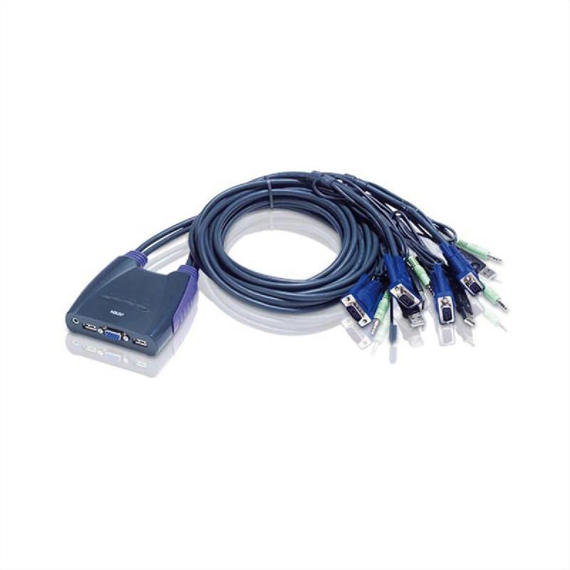 Aten cs64us switch kvm vga, usb, audio, 4 ports_0
