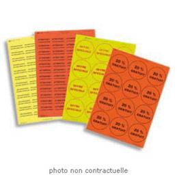 BOITE DE 300 ETIQUETTES RONDE AVERY - IMPRESSION LASER - COLORIS ROUGE FLUO - DIAMETRE 63.5 MM - L7670R-25