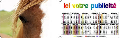 Calendrier format carte de crédit plastique 500 microns - 250 ex mini_0