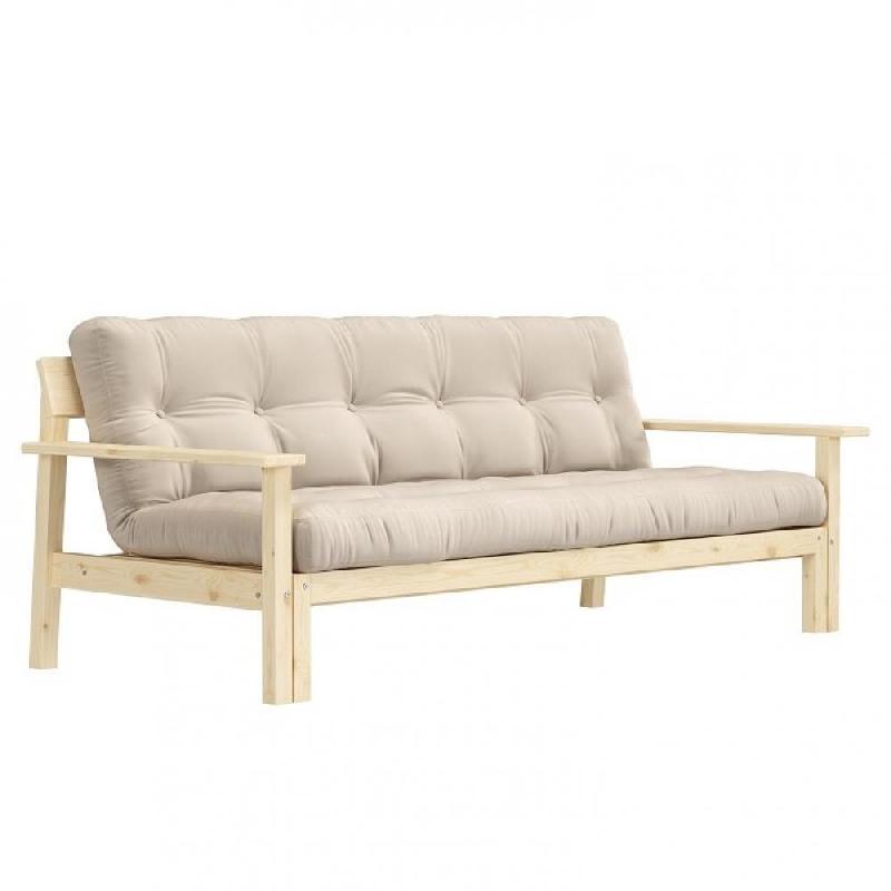 CANAPÉ CONVERTIBLE FUTON UNWIND PIN NATUREL COLORIS BEIGE 130 X 190 CM._0