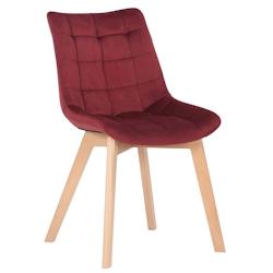 Décoshop26 - Chaise de salle à manger x1 rembourrage généreux en velours rouge piètement en bois 10_0002086 - 3000250836388_0