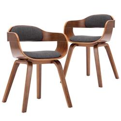 Décoshop26 - Lot de 2 chaises de salle à manger cuisine design moderne tissu gris foncé et bois courbé CDS020555 - gris 3001101799784_0