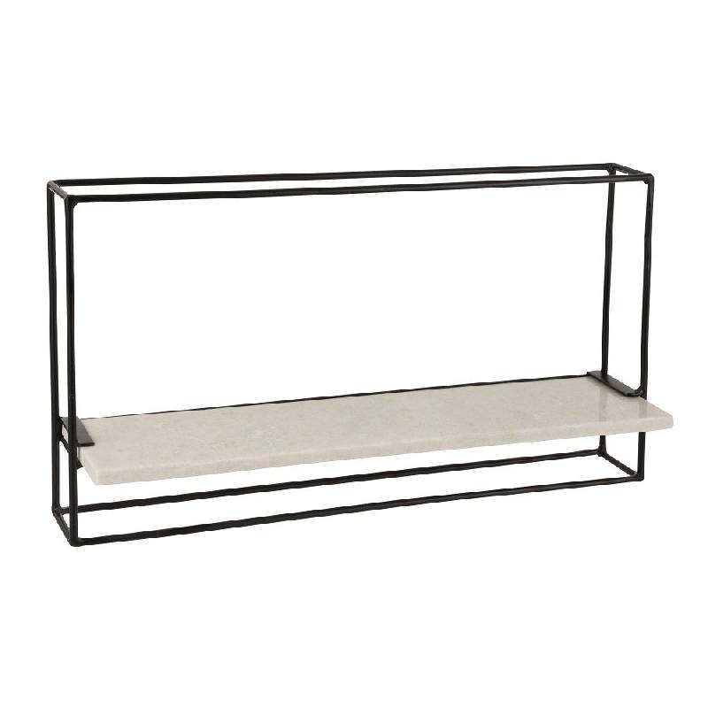 Étagère murale design PEVA - Métal noir avec planche en marbre - Largeur 65 cm_0