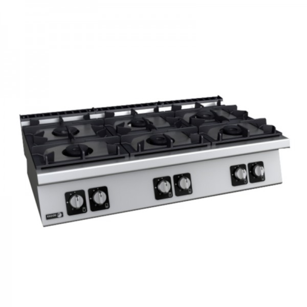 Fourneau à gaz à poser 6 feux FAGOR CG7-60 - Série 700 - Acier inoxydable avec grilles en fonte et brûleurs double couronne_0