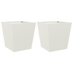 Helloshop26 - Jardinière bac lit surélevé plantes fleurs jardin terrasses lot de 2 40 x 40 x 40 cm acier blanc 02_0038951 - 3000217980918_0