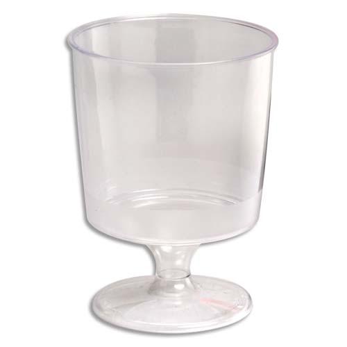 Huhtamaki sachet de 16 verres à pied 19 cl transparents en plastique ps - hauteur 9,3 cm diamètre 6,87 cm_0