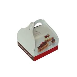 Jorideal Boîte pâtissière décor Pause Gourmande à poignée 135x135x60mm x 50 - 3519400591362_0