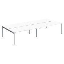 Pôle 4 bureaux droits Teamline L 360 cm - plateaux blanc piètement métal aluminium arche_0