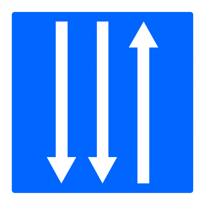 Panneau indication section de route à trois voies affectées C29c - exclusivité WP Signalisation en résine thermoplastique_0