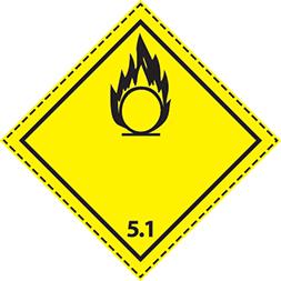 Plaque-étiquette de danger ADR classe 5.1 - 30×30 cm - acier galva - Référence 46380_0
