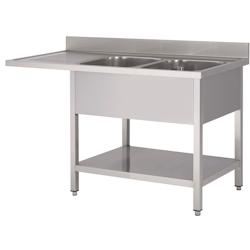 Plonge Inox AISI 304 Sous-Tablette Espace Lave-Vaisselle 2 Bacs à Droite - L 1800 x P 700 x H 900 mm  - Fabrinox - inox 5401162302387_0