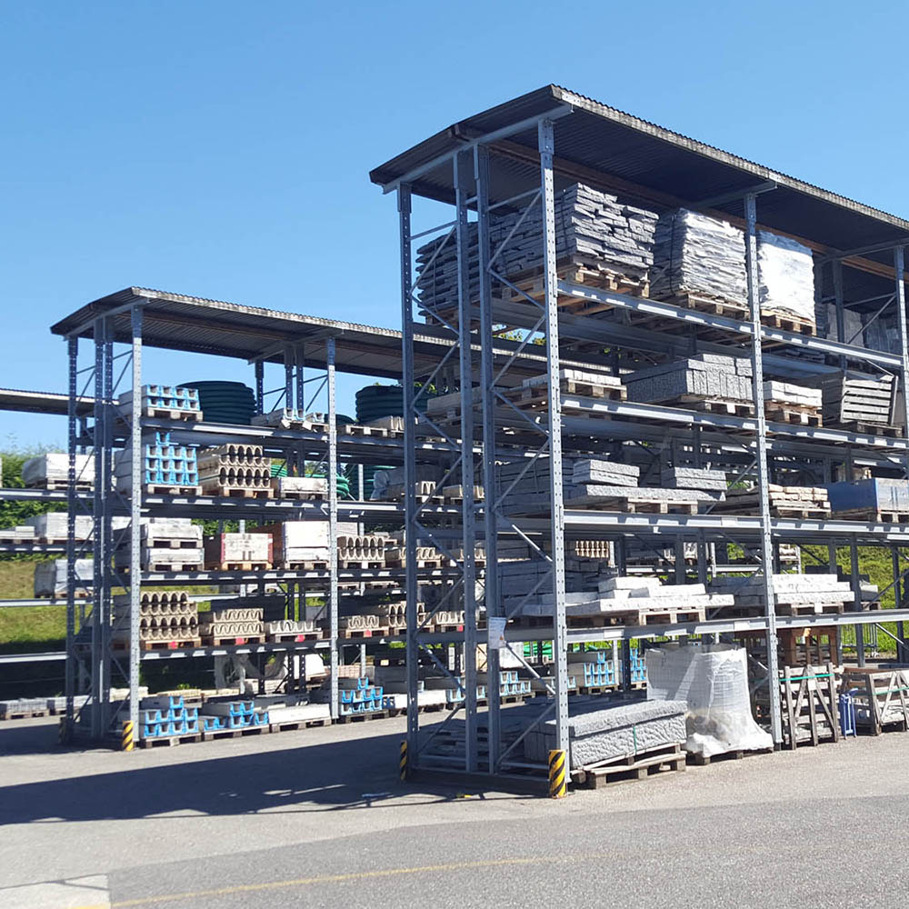 Rayonnage à palettes avec toiture OHRA - Stockage extérieur pour magasins spécialisés et matériaux de construction_0